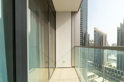 an empty room with a view of a city from a building at CitiHome Elegant Finishing Prime Location in Dubai