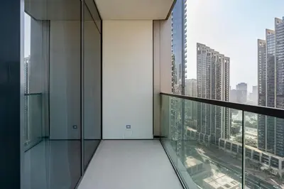 a balcony in a building with a view of a city at Citihome Luxury Finishing 1BR City View in Dubai