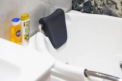 a close up of a toilet in a bathroom at Luxury 2BR w Floating Bed in Dubai Marina Sulafa 4404 in Dubai