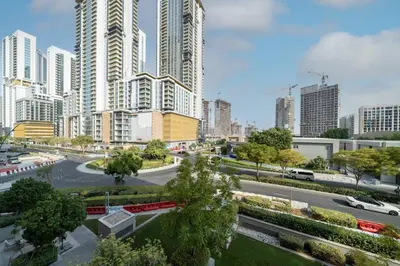 a view of a city with tall buildings at Modern and Elegant 1 Bed Retreat in Prime Location in Dubai