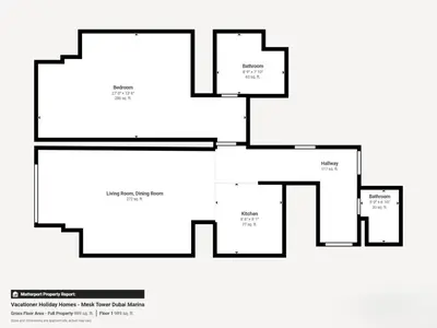a floor plan of a house at Al Mesk Tower - One Bed with Scenic Marina Views in Dubai