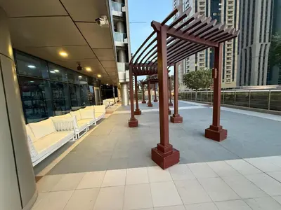a row of benches in a building at Luxury 2 BHK in Ocean Heights at Dubai Marina Living with Stunning Views in Dubai