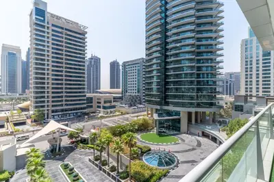 a view of a city with tall buildings at The Smart Concierge - Marinascape Avant in Dubai