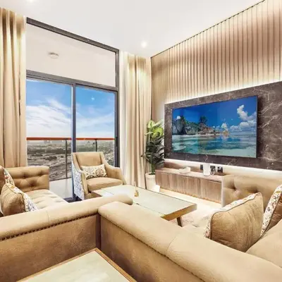 Spacious 3BR Family Stay with Balcony Views of Burj and City Lights