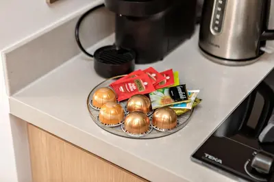 a plate of balls on top of a counter at Vida Dubai Mall Connected 1BR in Dubai