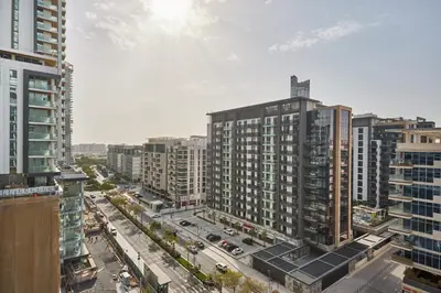 an aerial view of a city with tall buildings at STAY BY LATINEM Luxury 1BR Holiday Home CC 0813 Near Downtown in Dubai