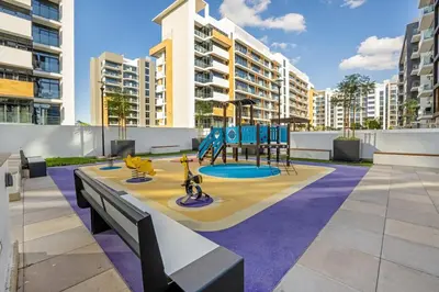 a playground on the roof of a building at Exclusive Downtown Dubai Studio in Dubai