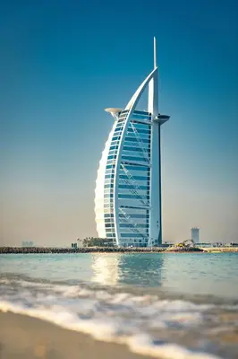 a view of the burj al arab hotel from the beach at Private Pool Paradise Villa! Dubai Mall in a Flash! Complimentary Full Mid-Stay Refresh for 1 week stay in Dubai