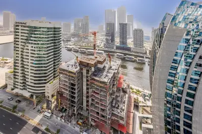 an overhead view of a building under construction in a city at High floor, Canal View, Parking, Crib, Dubai Mall & Burj Khalifa in Dubai