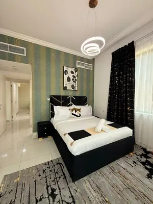 a bedroom with a large bed in a room at Spacious Luxury Lagoon View 2Bhk in Dubai