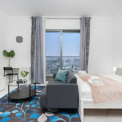 White Sage Modern Studio in JVC with Balcony and City Views