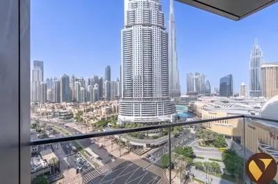 a view of a city with tall buildings at Vogue Downtown Boulevard Point near Burj Khalifa and Dubai Mall, One Bedroom Apartment with Burj Khalifa view from the Balcony and Access to all Amenities in Dubai