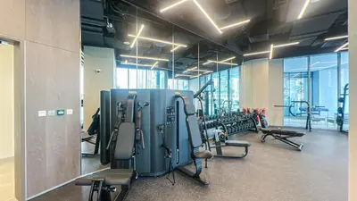 a gym with a bunch of suitcases at Exclusive 1BR, Panoramic Marina View, Dubai Marina - 21AB02 in Dubai