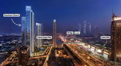 a city skyline at night with many tall buildings at 4BR Gem in Downtown with Full Burj Khalifa View and Dubai Mall Access in Dubai