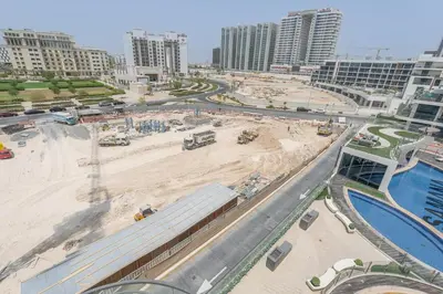 a view of a construction site in a city at Elegant 2BR Apartment Private Pool by Czechin in Dubai