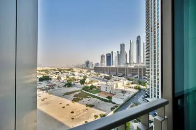 a view of a city from a window of a building at Executive 2-Bedroom Apartment in Downtown views 2 with access to Dubai mall in Dubai