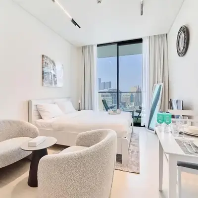 FAM Living Stylish Studio Apartment in Binghatti Azure JVC