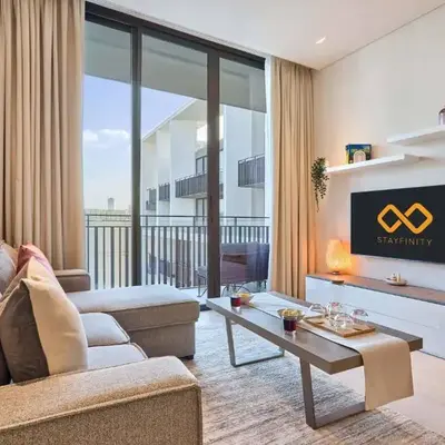 Elegant Apartment near Miracle Garden with Pool & Gym Access