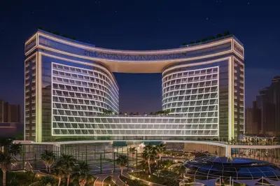 a large building with a lot of windows at LUX Infinity Pool with GYM, Private Beach Studio in Dubai