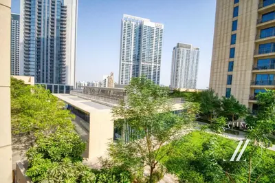 a view of a city with tall buildings at Luxury 1BR Harbour Views Tower 2 Creek Harbour Dubai in Dubai