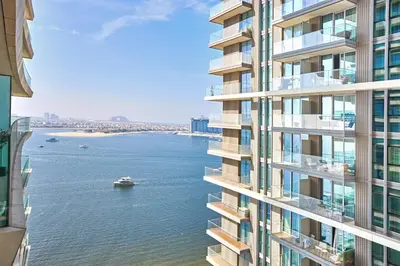 a view of a river from a building at Beach Vista - Stunning Sea View in Dubai