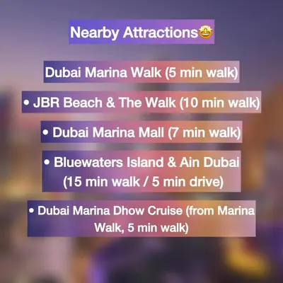 a screenshot of a cell phone with the words dubral marinawalk six at 1BR w Marina Views & Balcony in Dubai