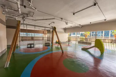 an empty gym with swings in a room at Chic Studio Near Burj Khalifa in Dubai