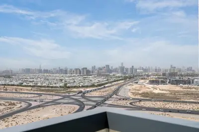 a view of a city from the top of a building at Gala Guests - Golf Gate Residences with Panoramic Golf Views in Dubai
