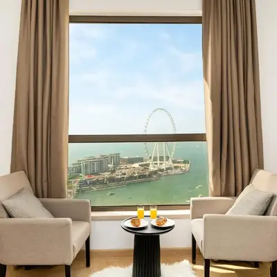 Beachfront 2BR Dubai Eye & Sea View Beach Access
