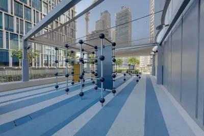 an empty corridor in a building with tall buildings at New 2BR Luxe Vida Dubai Mall Direct Access in Dubai