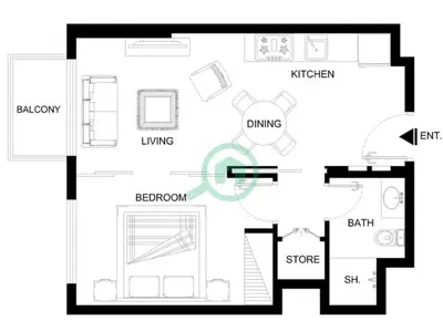a floor plan of a house at StayShort - Dubai Hills sleeps 4 in a Great Location in Dubai