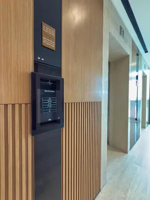 a television is attached to a wall in a building at luxury Madrid Studio-Binghatti Azure in Dubai