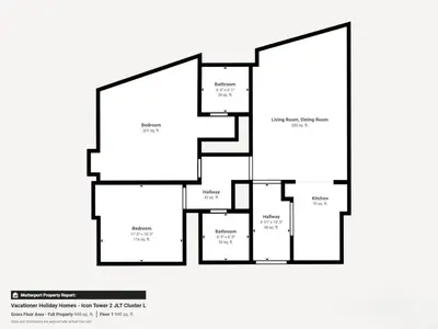 a floor plan of a house at Vacationer l Glamorous 2 Bedroom l Stunning Lake View l Free Wi-Fi in Dubai