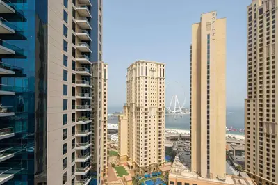 a view of a city with tall buildings at Frank Porter - Aurora Tower, Dubai Marina in Dubai