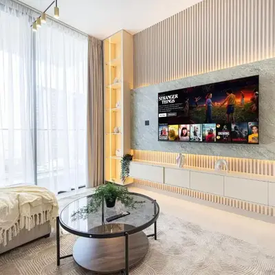 Deluxe Binghatti JVC Suites by Hostiva - City View