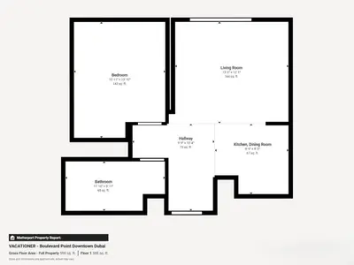 a black and white floor plan of a house at Vacationer I Luxury 2 Bedroom I Burj Khalifa View in Dubai