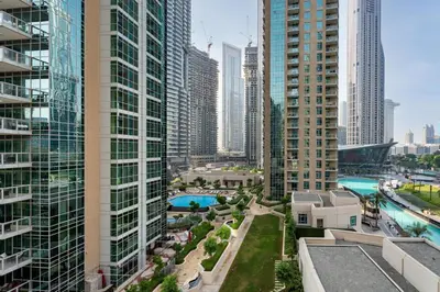 an aerial view of a city with tall buildings at GuestReady - Stunning Burj View | Near Dubai Mall in Dubai