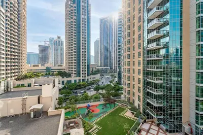 an aerial view of a city with tall buildings at GuestReady - Stunning Burj View | Near Dubai Mall in Dubai