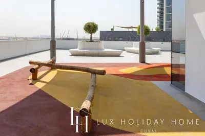 a view from the roof of the huix holiday home at LUX The Burj Khalifa Lagoon View Suite 4 in Dubai