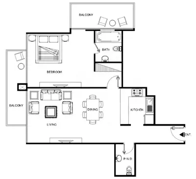 a floor plan of a house at LUX LIV Contemporary Marina View Suite 2 in Dubai