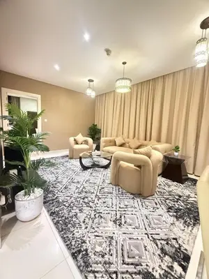 a living room with couches and a rug at Wecation- Chic 2BR Damac Maison Cour Jardin Business Bay in Dubai