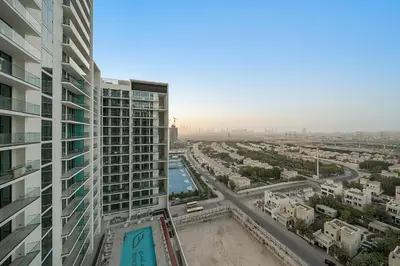 a view of a city from a tall building at FIRST CLASS Studio Cozy Hideaway in Dubai