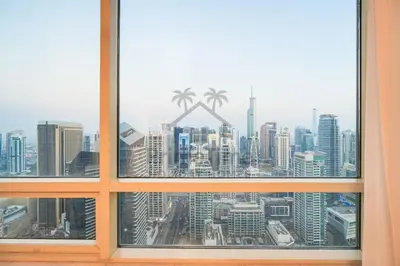 a window with a view of a city at Al Sahab 4202 in Dubai
