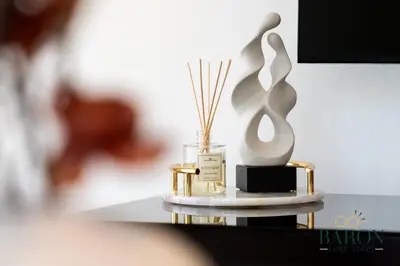 a close up of two awards on a table at The Lavish Suite in Dubai