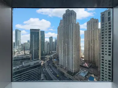 a view of a city with tall buildings at 2204 DXB Marina, KingBed, Steps to Tram, Clubs & Dining, Bay Central in Dubai