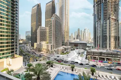 a view of a city with tall buildings at Forte 4BR Luxury Dubai Opera & BLVD Views PS5 in Dubai