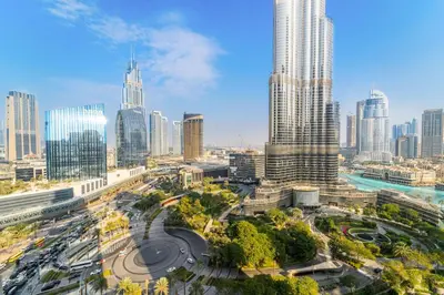 an aerial view of a city with tall buildings at VayK - Exceptional 3BR at Address Dubai Opera in Dubai