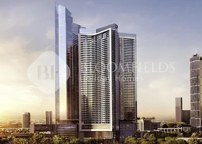 a rendering of a tall building in a city at Bloomfields Magnificent STU Aykon City in Dubai