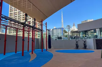 a view from the roof of a building at Peninsula Five Luxurious Business Bay Studio in Dubai