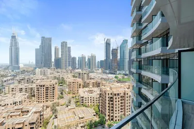 a view of a city from a building at Classy and Chic 2BR in Downtown with Burj Khalifa View in Dubai